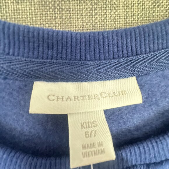 New! Kids Charter Club Crewneck Sweater Medieval Blue 6-7 Cotton Blend $29.50 - Picture 4 of 10
